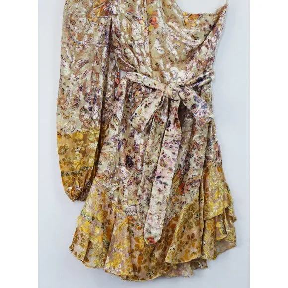 NEW Hemant and Nandita Kalon One Shoulder Belted Mini Dress Cyber Floral Small - Picture 8 of 10